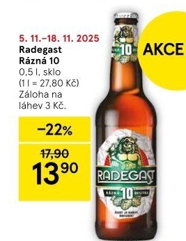 Pivo světlé výčepní Rázná 10° Radegast