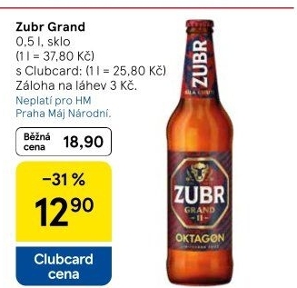 Pivo světlý ležák 11° Grand Pivovar Zubr