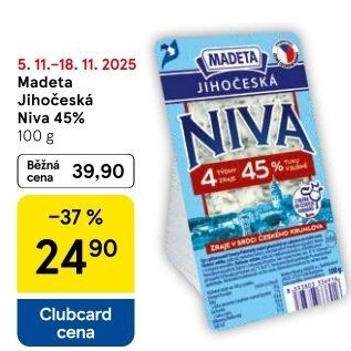 Sýr Niva Jihočeská 45% Madeta