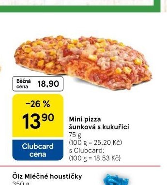 Mini pizza šunková s kukuřicí