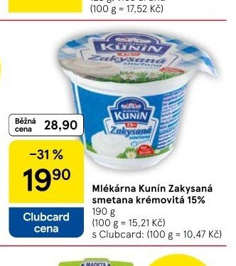 Mlékárna Kunín Zakysaná smetana krémovitá 15%