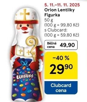 Čokoládové figurky vánoční s lentilkami Orion
