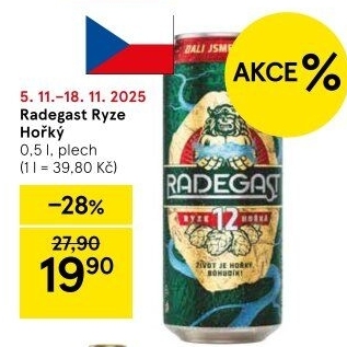 Pivo světlý ležák 12° Ryze hořká Radegast