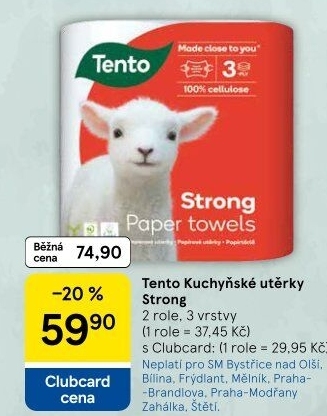 Utěrky kuchyňské 3vrstvé Strong Tento