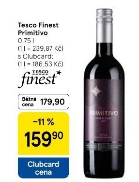 Víno Primitivo Terre di Chienti Tesco Finest