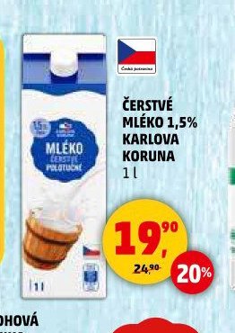 Čerstvé mléko 1,5% Karlova Koruna 1 l