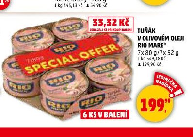 TUŇÁK V OLIVOVÉM OLEJI RIO MARE