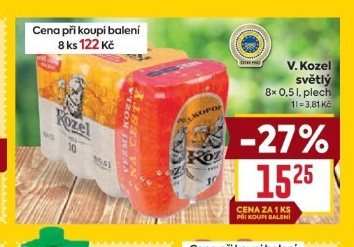 V. Kozel světlý 8x 0,5 l, plech