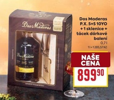Dos Maderas P.X. 5+5 10YO + 1 sklenice + tácek dárkové balení
