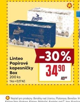 Linteo Papírové kapesníčky Box - BILLA akcniletaky.com