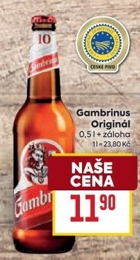 Pivo světlé výčepní Originál 10° Gambrinus