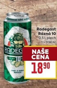 Pivo světlé výčepní Rázná 10° Radegast