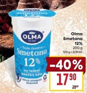 Smetana na vaření Olma 12%