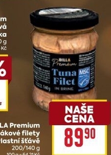 Tuňák filety ve vlastní šťávě Premium Billa