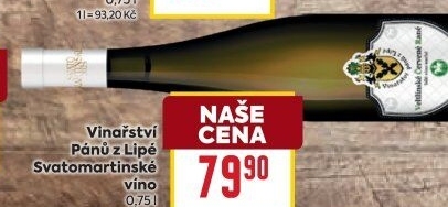 Víno Vinařství Pánů z Lipé - svatomartinské
