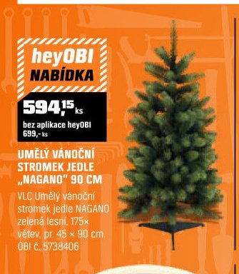 UMĚLÝ VÁNOČNÍ STROMEK JEDLE NAGANO 90 CM