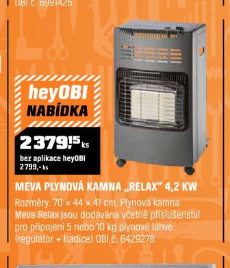 MEVA PLYNOVÁ KAMNA RELAX 4,2 KW