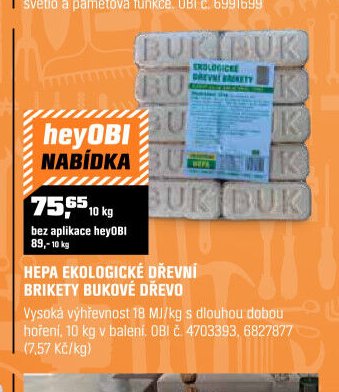 HEPA EKOLOGICKÉ DŘEVNÍ BRIKETY BUKOVÉ DŘEVO
