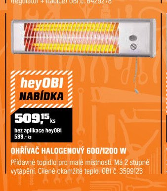 OHŘÍVAČ HALOGENOVÝ 600/1200 W