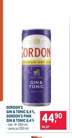 GORDON'S GIN & TONIC 6,4%, GORDON'S PINK GIN & TONIC 6,4% - Makro akcniletaky.com