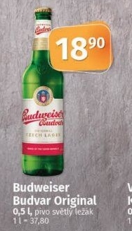 Pivo světlý ležák Original Budweiser Budvar