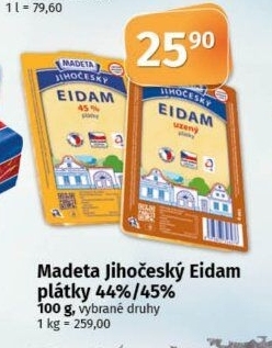 Sýr Eidam uzený 44% Jihočeský Madeta