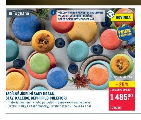 18DÍLNÉ JÍDELNÍ SADY URBAN, STAY, KALEIDO, DEPHI FILO, MILEFIORI - Makro akcniletaky.com