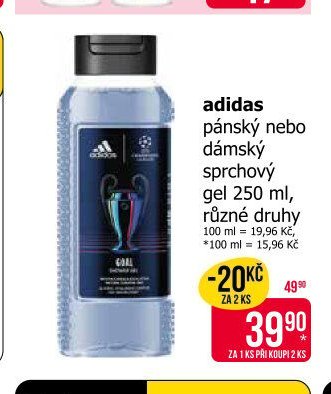adidas pánský nebo dámský sprchový gel 250 ml, různé druhy