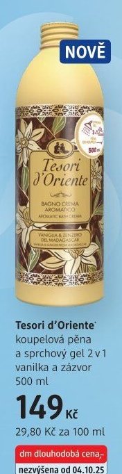 Tesori d'Oriente koupelová pěna a sprchový gel 2v1 vanilka a zázvor 500 ml