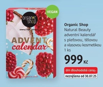 Organic Shop Natural Beauty adventní kalendář s pleťovou, tělovou a vlasovou kosmetikou