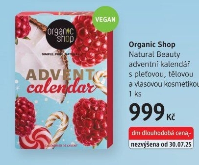 Adventní kalendář s kosmetikou Organic Shop