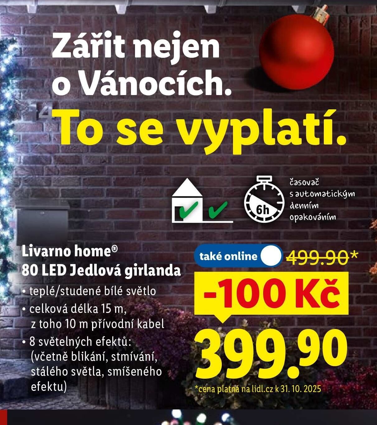 Livarno home 80 LED Jedlová girlanda