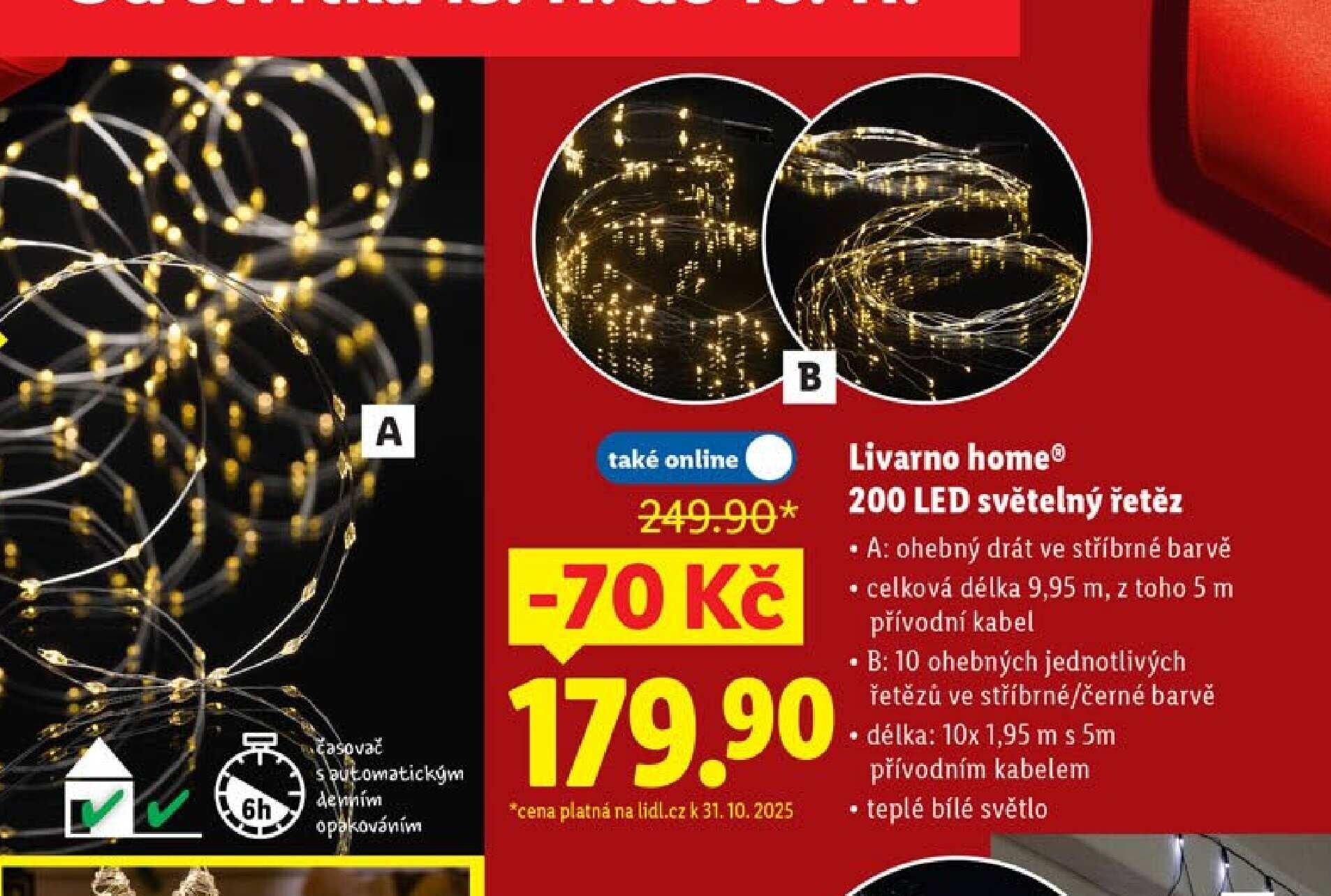 Livarno home 200 LED světelný řetěz