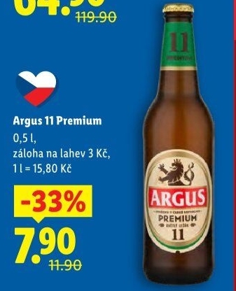 Pivo světlý ležák 11° Premium Argus