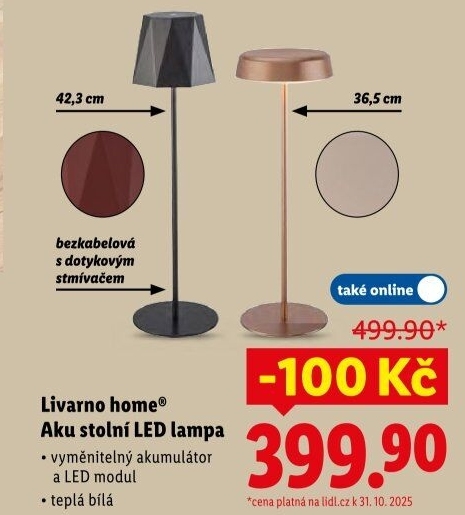 Aku stolní LED lampa Livarno Home