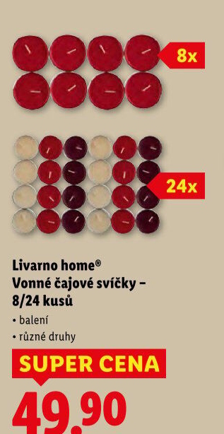 Svíčky čajové vonné Livarno Home