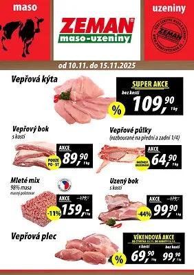 akční leták ZEMAN maso - uzeniny 10.11.2025-15.11.2025