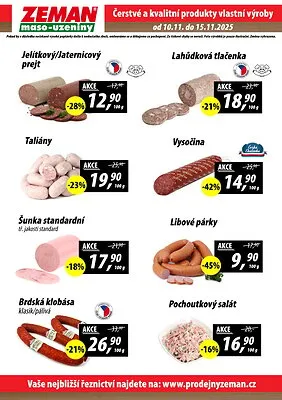 akční leták ZEMAN maso - uzeniny 10.11.2025-15.11.2025