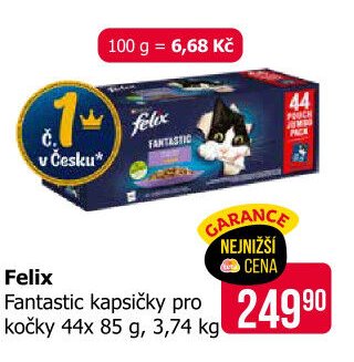 Felix Fantastic kapsičky pro kočky 44x 85 g, 3,74 kg