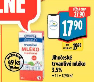 Mléko trvanlivé Jihočeské Madeta - 3,5% plnotučné
