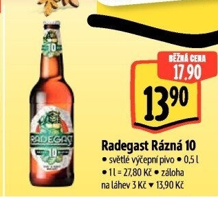 Pivo světlé výčepní Rázná 10° Radegast