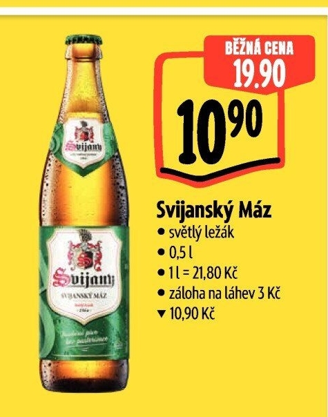 Pivo světlý ležák 11° Svijanský Máz Svijany