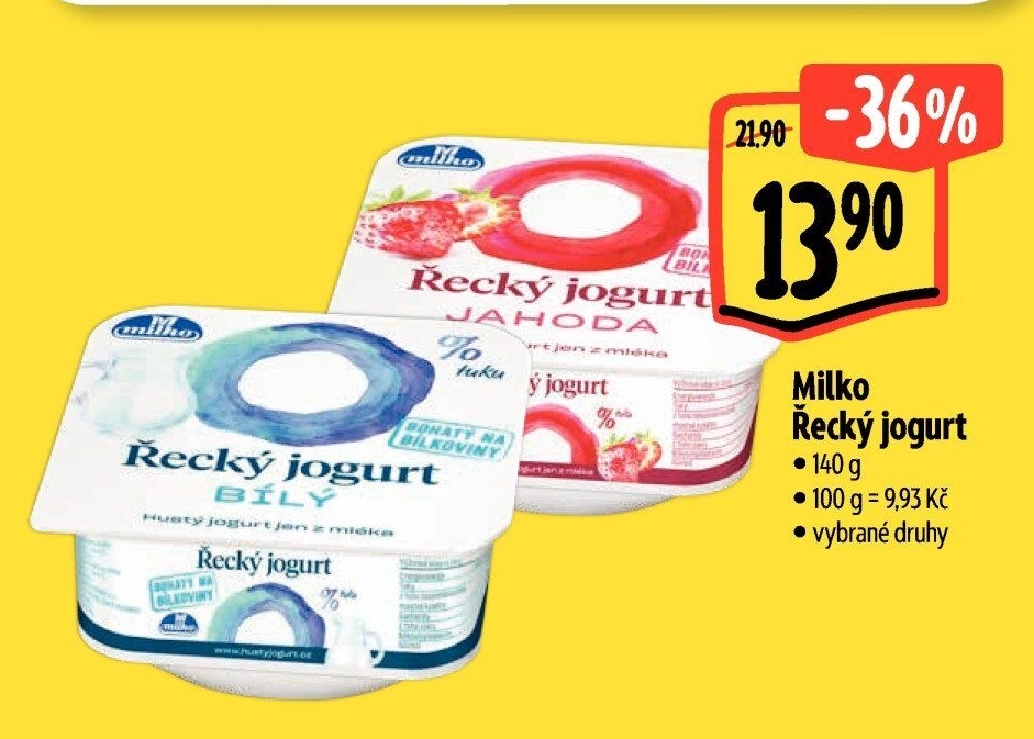 Ochucený jogurt řecký 0% Milko