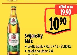 Pivo světlý ležák 11° Svijanský Máz Svijany
