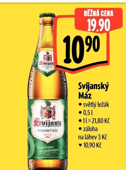 Pivo světlý ležák 11° Svijanský Máz Svijany