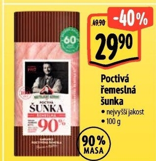 Šunka poctivá řemeslná nejvyšší jakosti Kostelecké uzeniny