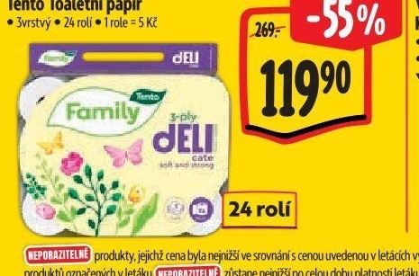 Toaletní papír 3vrstvý Family Tento