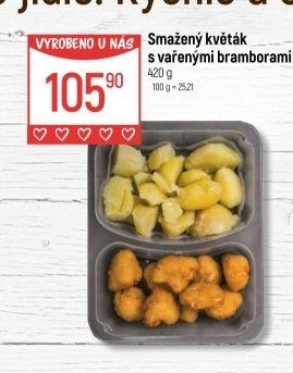 Smažený květák s vařenými bramborami
