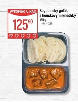 Segedínský guláš s houskovými knedlíky
