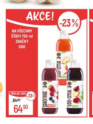 Šťávy 750 ml značky UGO